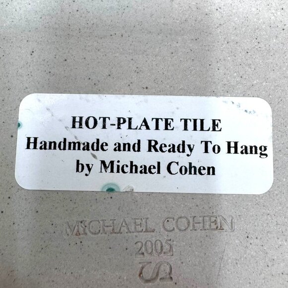 Michael Cohen 2001 Art Pottery Hot Plate Tile Trivet Whale 5 3/4" Coastal Beach - Picture 3 of 5
